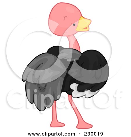 Royalty-Free (RF) Clipart Illustration of a Cute Ostrich Looking Back by BNP Design Studio