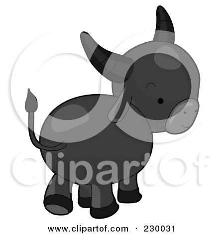 Royalty-Free (RF) Clipart Illustration of a Baby Water Buffalo Walking Away by BNP Design Studio
