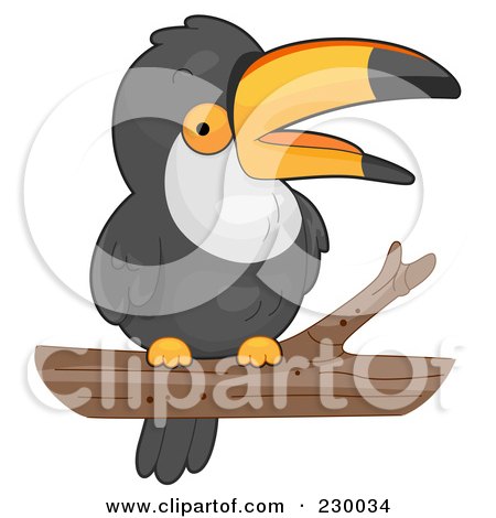 Royalty-Free (RF) Clipart Illustration of a Cute Perched Toucan by BNP Design Studio
