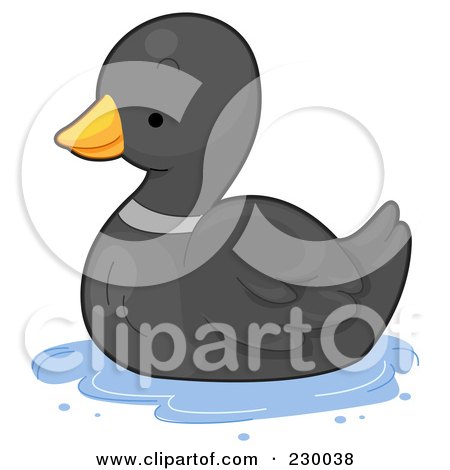Royalty-Free (RF) Clipart Illustration of a Cute Black Duck by BNP Design Studio