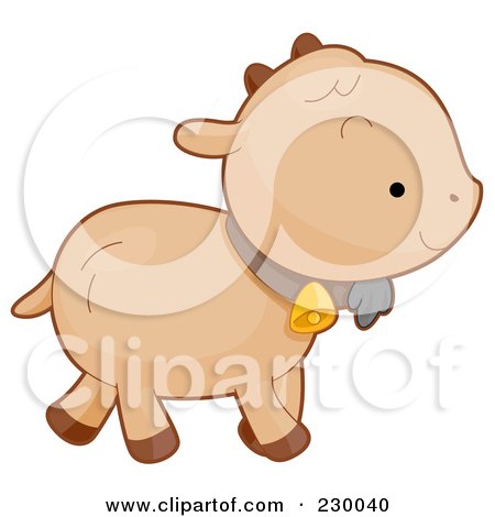Royalty-Free (RF) Clipart Illustration of a Cute Baby Goat Walking To The Right by BNP Design Studio