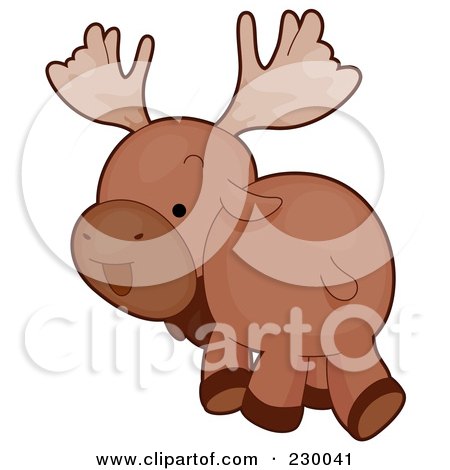 Royalty-Free (RF) Clipart Illustration of a Cute Moose Walking Away by BNP Design Studio