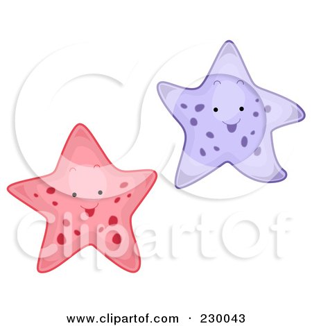 Royalty-Free (RF) Clipart Illustration of Two Happy Starfish by BNP Design Studio