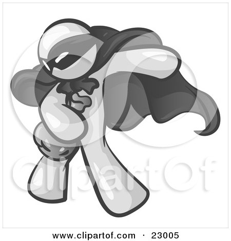 Clipart Illustration of a White Man In A Mask And Cape, Stealing Belongings In A Bag by Leo Blanchette
