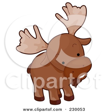 Royalty-Free (RF) Clipart Illustration of a Cute Curious Moose by BNP Design Studio