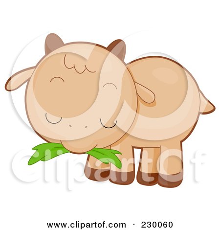 Royalty-Free (RF) Clipart Illustration of a Cute Baby Goat Eating Grass by BNP Design Studio