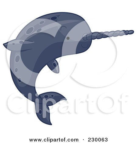 Royalty-Free (RF) Clipart Illustration of a Cute Narwhal by BNP Design Studio
