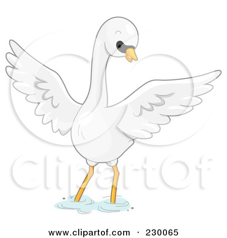 Royalty-Free (RF) Clipart Illustration of a Cute Mute Swan Wading by BNP Design Studio
