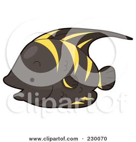 Royalty-Free (RF) Clipart Illustration of a Cute Black And Yellow Angelfish by BNP Design Studio