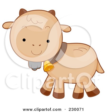Royalty-Free (RF) Clipart Illustration of a Cute Baby Goat Walking To The Left by BNP Design Studio