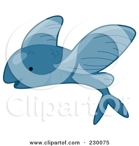 Royalty-Free (RF) Clipart Illustration of a Cute Blue Flying Fish by BNP Design Studio