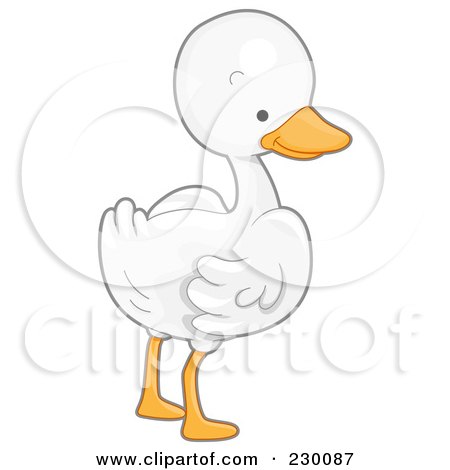 Royalty-Free (RF) Clipart Illustration of a Cute White Goose Looking Back by BNP Design Studio