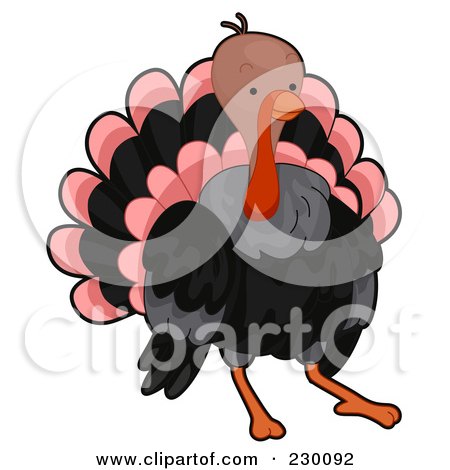 Royalty-Free (RF) Clipart Illustration of a Cute Turkey by BNP Design Studio