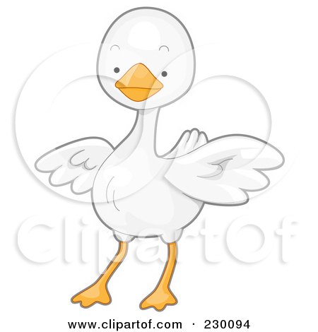 Royalty-Free (RF) Clipart Illustration of a Cute White Goose by BNP Design Studio