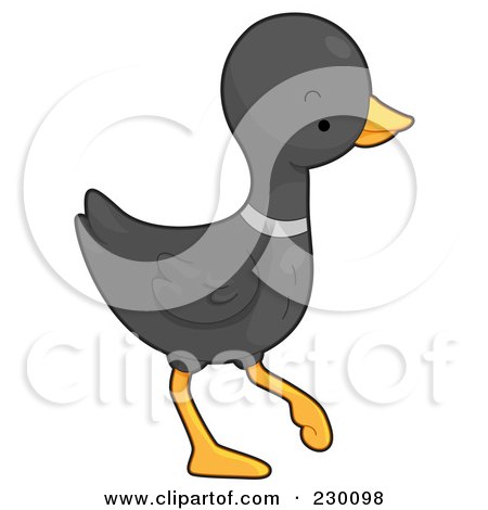Royalty-Free (RF) Clipart Illustration of a Cute Black Duck Walking by BNP Design Studio