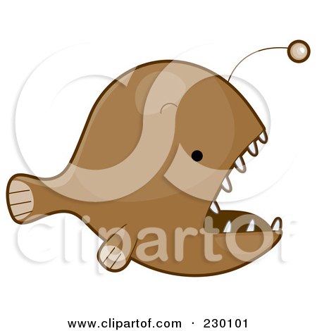 Royalty-Free (RF) Clipart Illustration of a Cute Brown Anglerfish by BNP Design Studio