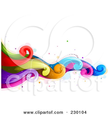 Royalty-Free (RF) Clipart Illustration of a Backgorund Of Flowing Rainbow Waves - 1 by BNP Design Studio