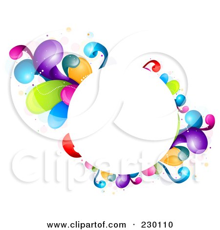 Royalty-Free (RF) Clipart Illustration of a Circular Frame Bordered In Rainbow Splashes by BNP Design Studio