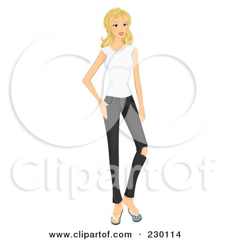 Royalty-Free (RF) Clipart Illustration of a Casual Blond Woman Standing by BNP Design Studio