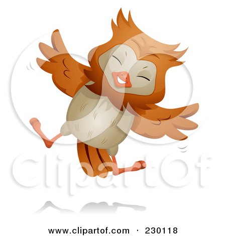 Royalty-Free (RF) Clipart Illustration of a Happy Owl Jumping by BNP Design Studio