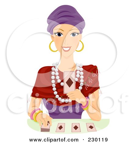 Royalty-Free (RF) Clipart Illustration of a Fortune Teller Reading Cards by BNP Design Studio