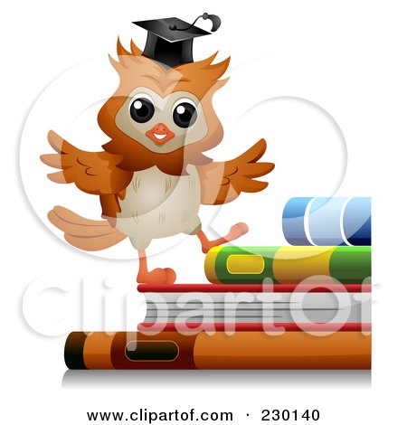 Royalty-Free (RF) Clipart Illustration of a Professor Walking Up Steps Of Books by BNP Design Studio