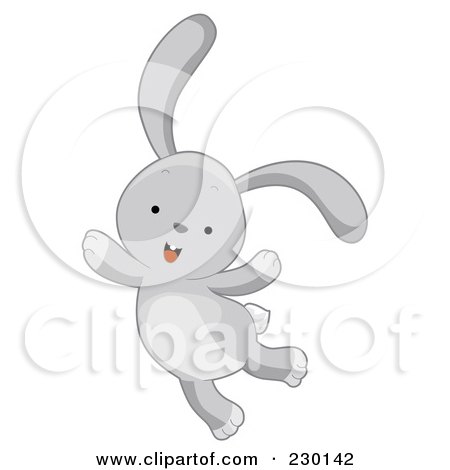Royalty-Free (RF) Clipart Illustration of a Cute Gray Rabbit Jumping by BNP Design Studio