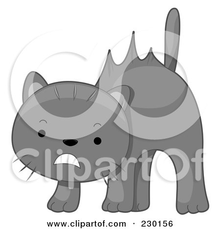 Royalty-Free (RF) Clipart Illustration of a Scared Gray Cat by BNP Design Studio