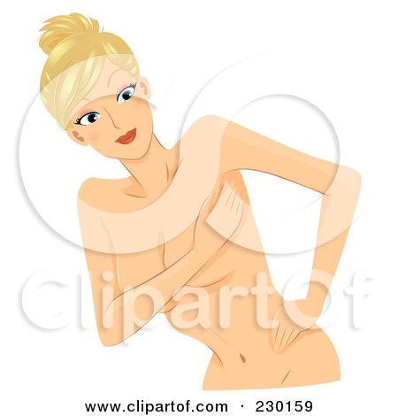 Royalty-Free (RF) Clipart Illustration of a Blond Woman Performing A Self Breast Exam - 8 by BNP Design Studio