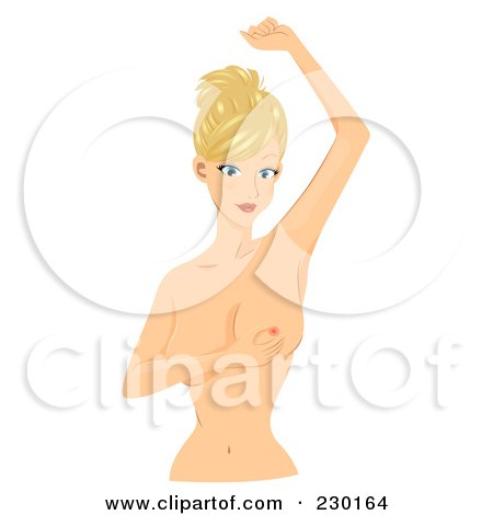Royalty-Free (RF) Clipart Illustration of a Blond Woman Performing A Self Breast Exam - 7 by BNP Design Studio