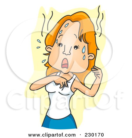 Royalty-Free (RF) Clipart Illustration of a Sweaty Woman Over Yellow by BNP Design Studio