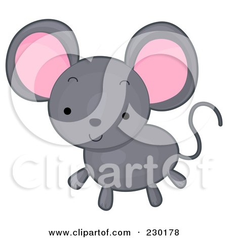 Royalty-Free (RF) Clipart Illustration of a Cute Gray Mouse by BNP Design Studio