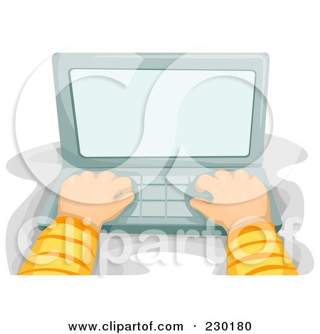 Royalty-Free (RF) Clipart Illustration of a Boy's Hands Typing On A Laptop by BNP Design Studio