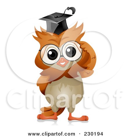 Royalty-Free (RF) Clipart Illustration of a Professor Owl Adjusting His Glasses by BNP Design Studio