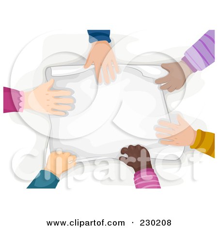 Royalty-Free (RF) Clipart Illustration of a Diverse Hands Touching Paper by BNP Design Studio