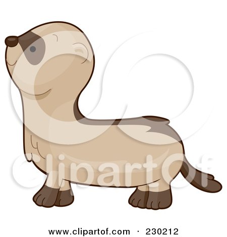 Royalty-Free (RF) Clipart Illustration of a Cute Ferret In Profile by BNP Design Studio
