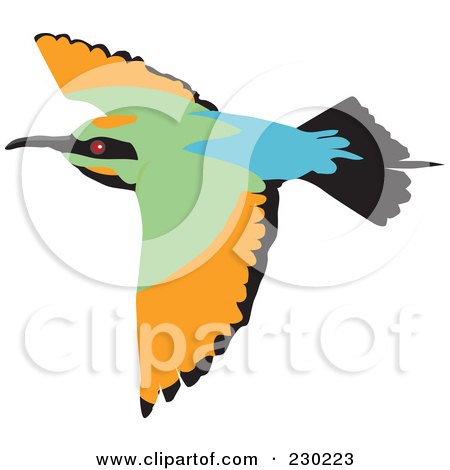 Royalty-Free (RF) Clipart Illustration of a Flying Bee Eater bird by Dennis Holmes Designs