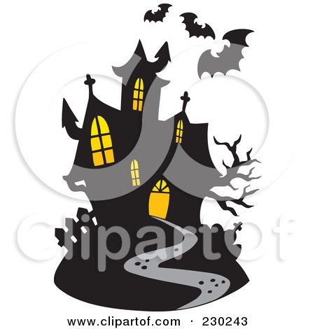 Royalty-Free (RF) Clipart Illustration of a Haunted Mansion - 3 by visekart