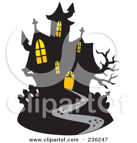 Royalty-Free (RF) Clipart Illustration of a Haunted Mansion - 2 by visekart