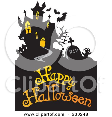 Royalty-Free (RF) Clipart Illustration of a Haunted Mansion Halloween Greeting - 3 by visekart