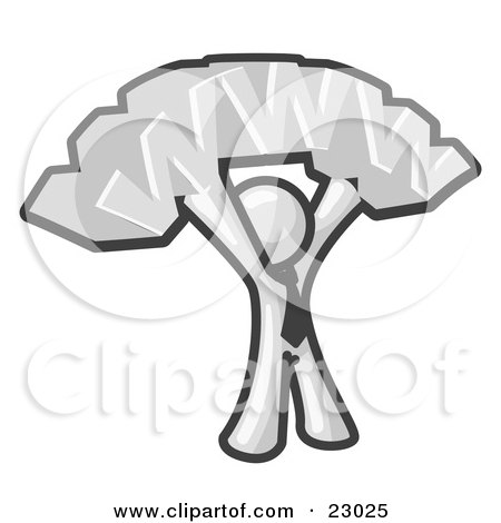 Clipart Illustration of a Proud White Business Man Holding WWW Over His Head  by Leo Blanchette