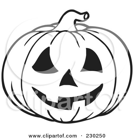 Royalty-Free (RF) Clipart Illustration of a Coloring Page Outline Of A Jackolantern by visekart