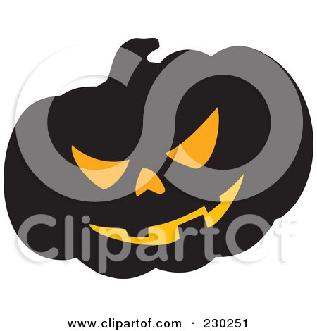 Royalty-Free (RF) Clipart Illustration of a Spooky Carved Halloween Jackolantern - 2 by visekart