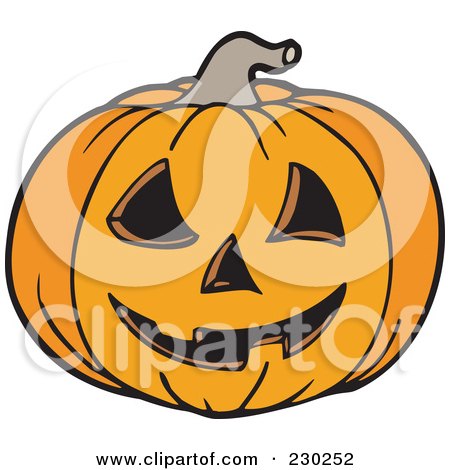 Royalty-Free (RF) Clipart Illustration of a Spooky Carved Halloween Jackolantern - 1 by visekart