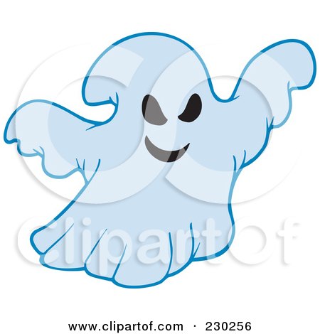 Royalty-Free (RF) Clipart Illustration of a Spooky Blue Ghost by visekart