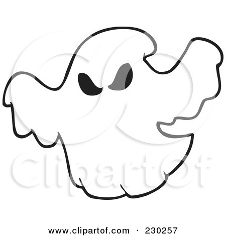 Royalty-Free (RF) Clipart Illustration of a Coloring Page Outline Of A Spooky Ghost by visekart