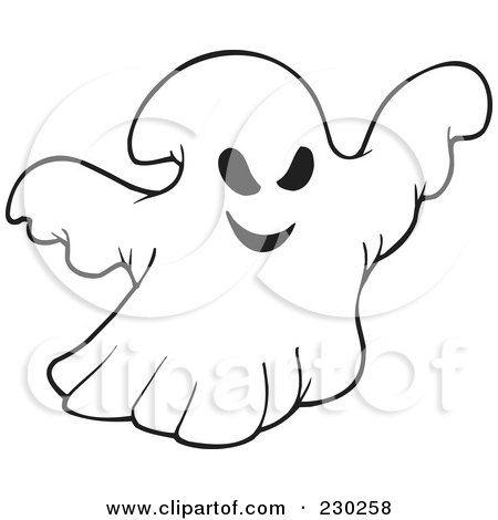 Royalty-Free (RF) Clipart Illustration of a Coloring Page Outline Of A Ghost by visekart