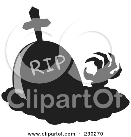 Royalty-Free (RF) Clipart Illustration of a Zombie Hand Reaching Out Of A Grave - 2 by visekart