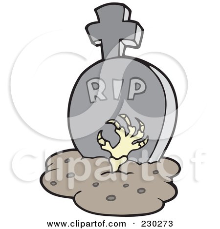 Royalty-Free (RF) Clipart Illustration of a Zombie Hand Reaching Out Of A Grave - 1 by visekart