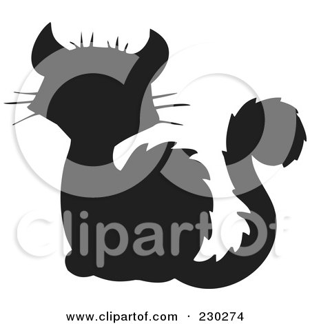 Royalty-Free (RF) Clipart Illustration of a Black Cat Silhouette by visekart